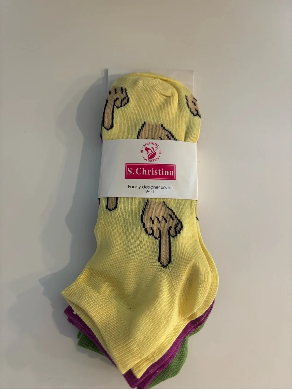S Christina Novelty Ankle Socks 3 Pack Women's 9-11 Middle Finger Emoji NWT